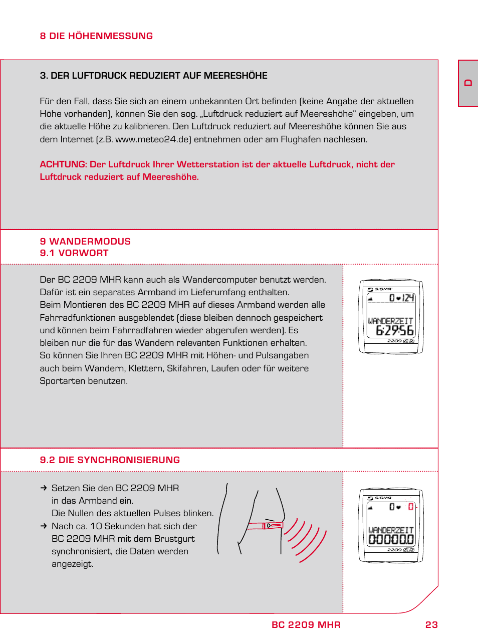 SIGMA BC 2209 TARGA User Manual | Page 23 / 284