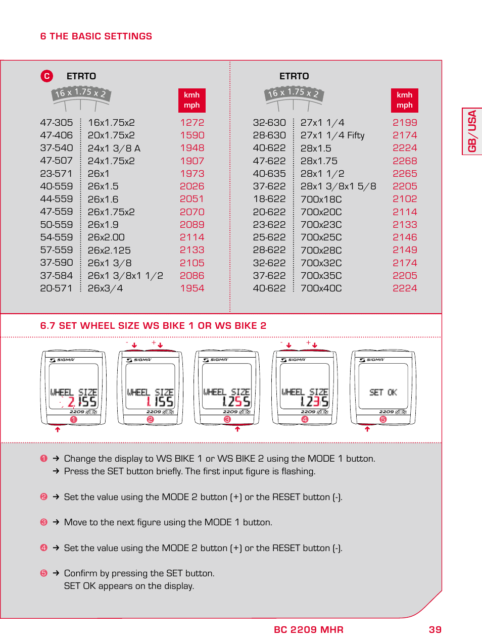 Gb/usa | SIGMA BC 2209 TARGA User Manual | Page 39 / 284
