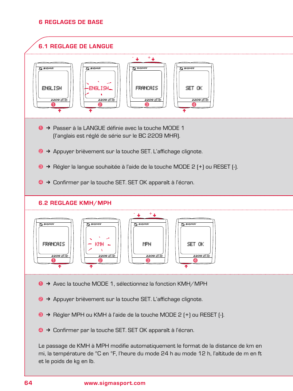 SIGMA BC 2209 TARGA User Manual | Page 64 / 284