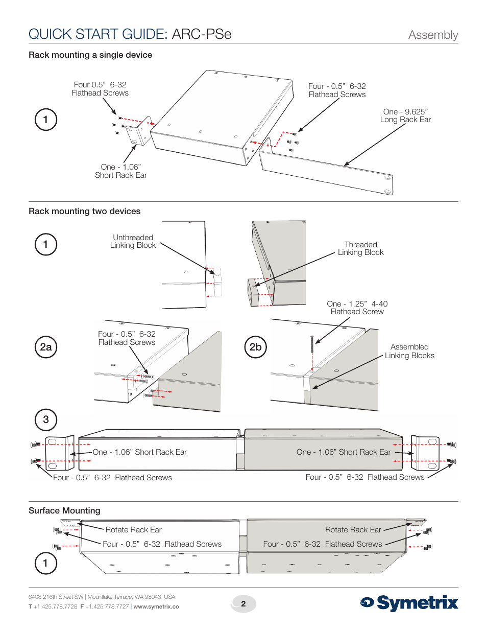 Quick start guide: arc-pse, Assembly, B c | Symetrix ARC-PSe Power Supply User Manual | Page 2 / 4