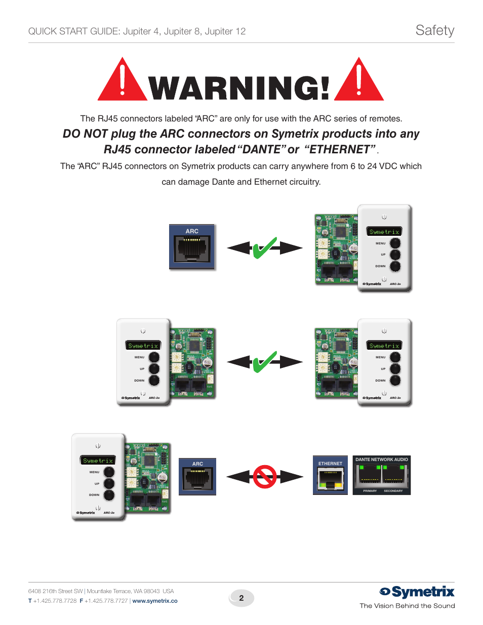 Safety | Symetrix Jupiter User Manual | Page 2 / 4