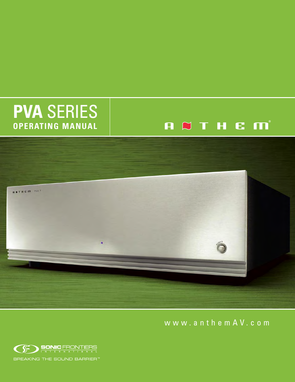 Anthem PVA 8 User Manual | 12 pages