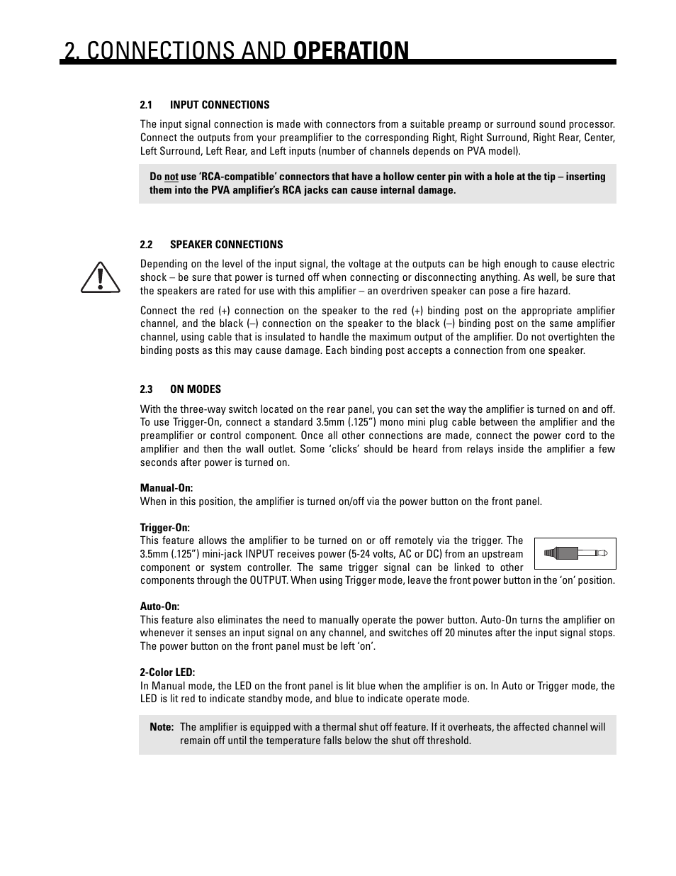 Connections and operation | Anthem PVA 8 User Manual | Page 6 / 12