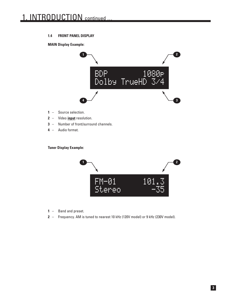 Front panel display, Introduction | Anthem MRX 700 User Manual | Page 11 / 52