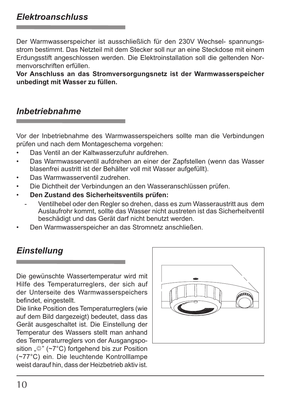 Elektroanschluss, Inbetriebnahme, Einstellung | KOSPEL OSV Slim User Manual | Page 10 / 28