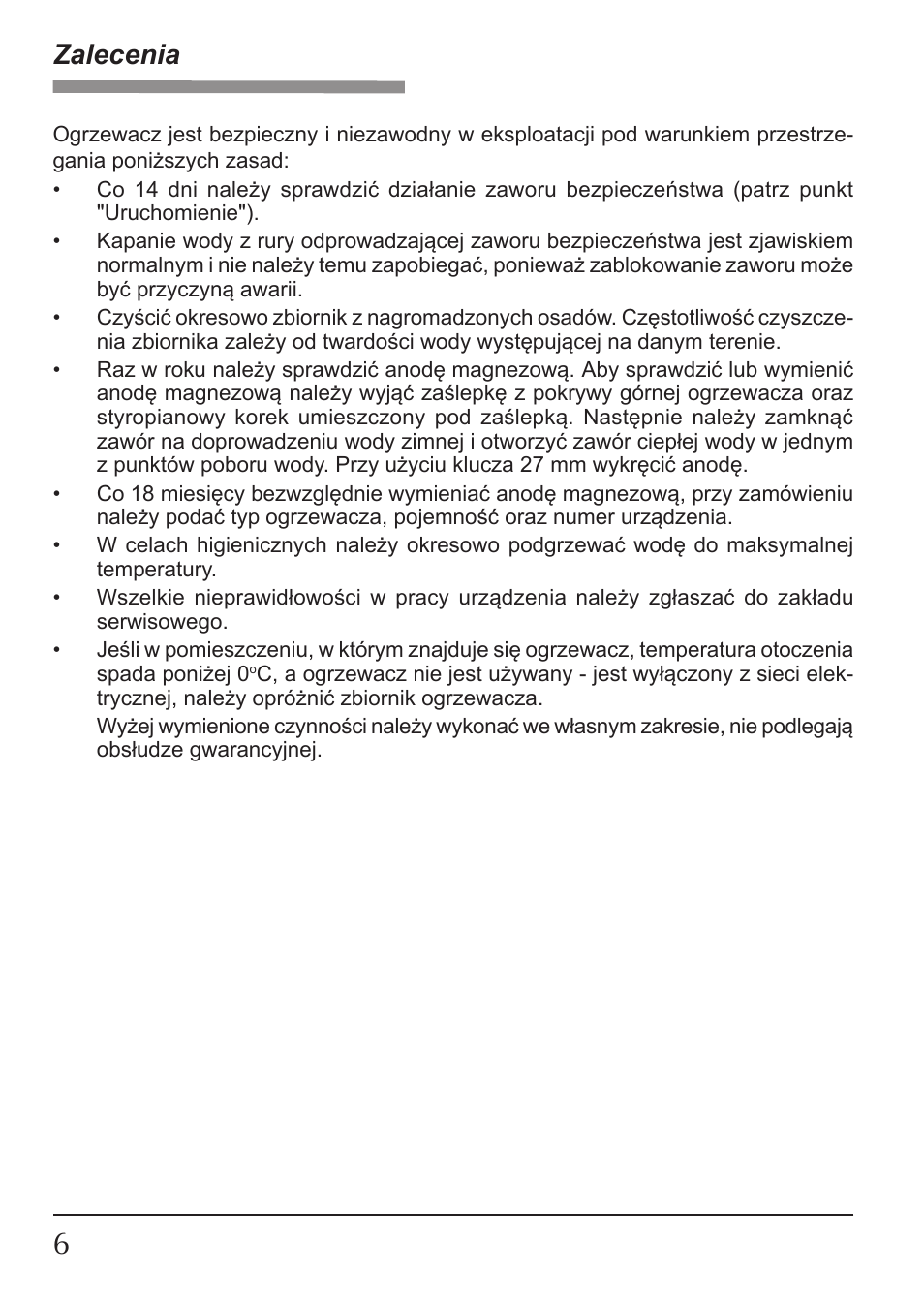 Zalecenia | KOSPEL OSV Slim User Manual | Page 6 / 28