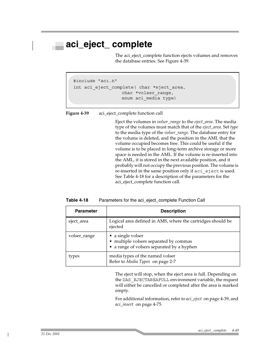 Aci_eject_ complete, Aci_eject_ complete -49, Figure 4-39 | Table 4-18, Para | ADIC Server User Manual | Page 91 / 218