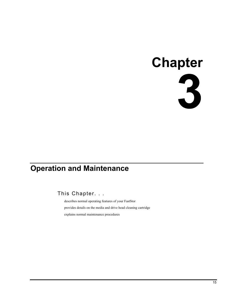 Chapter, Operation and maintenance | ADIC FastStor Mass Storage Device User Manual | Page 31 / 68