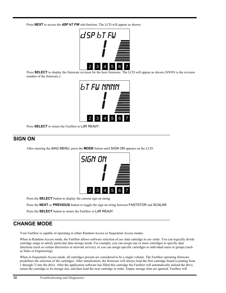 Sp t fw, Sign on | ADIC FastStor Mass Storage Device User Manual | Page 54 / 68