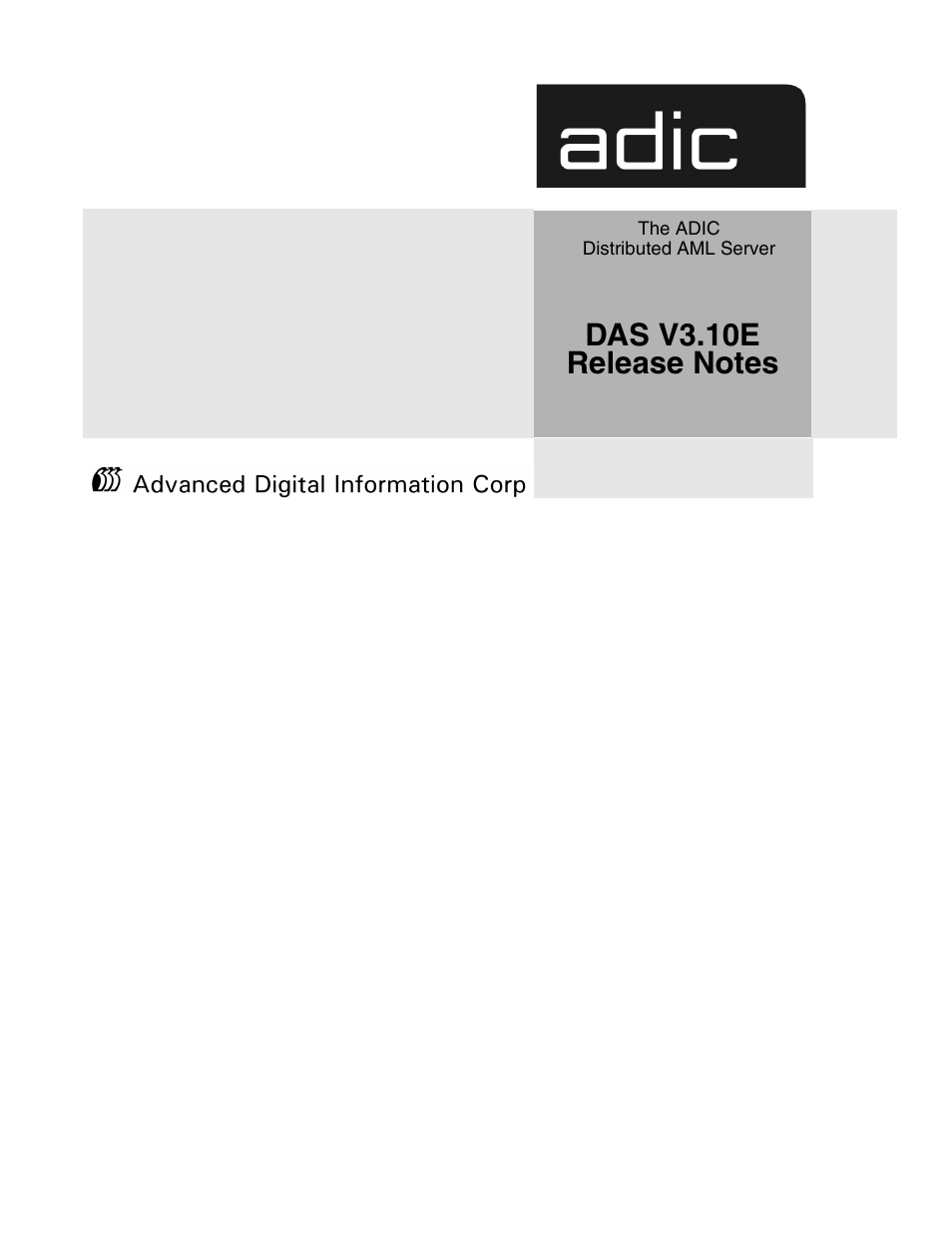 ADIC DAS V3.10E User Manual | 28 pages