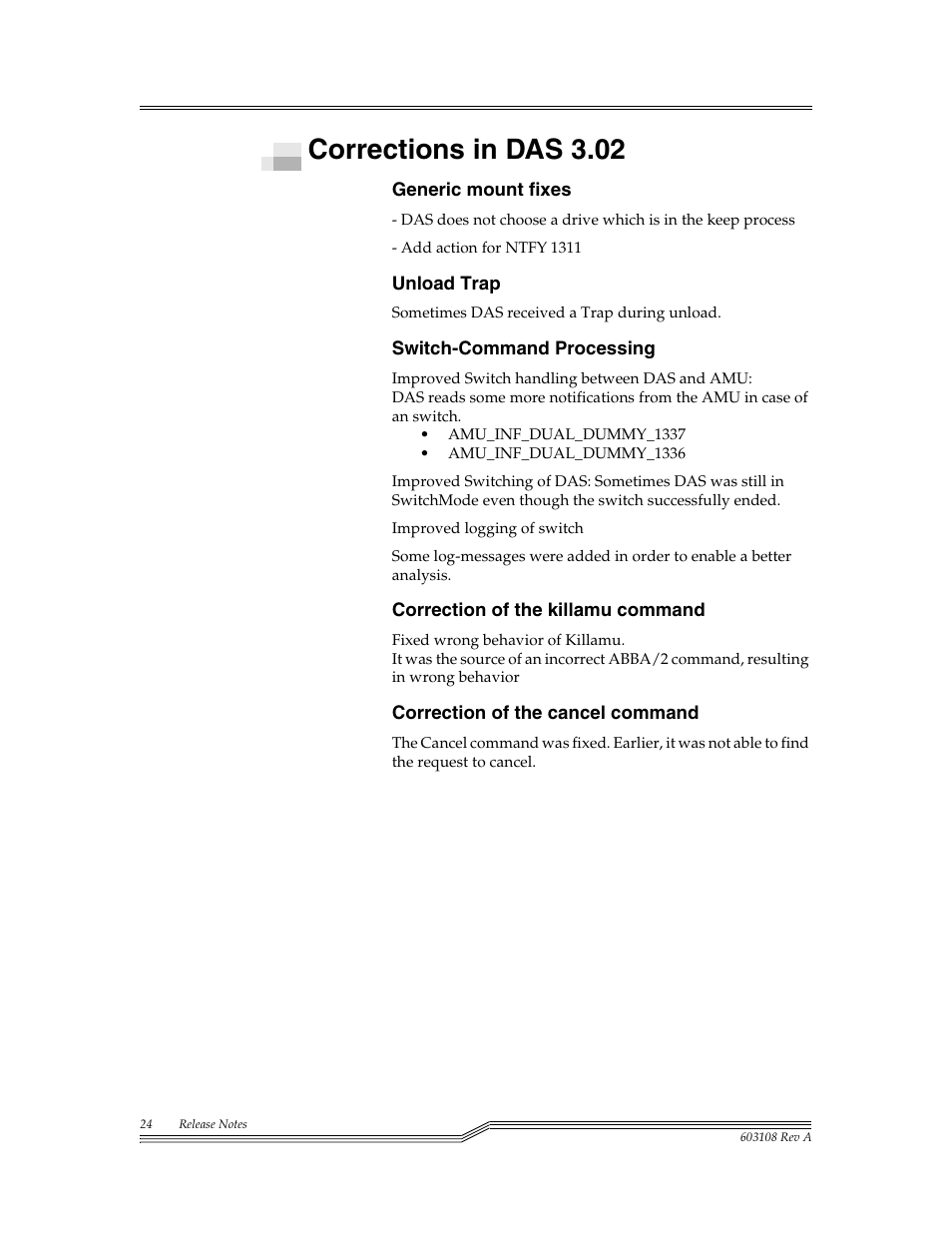 Corrections in das 3.02 | ADIC DAS V3.10E User Manual | Page 24 / 28