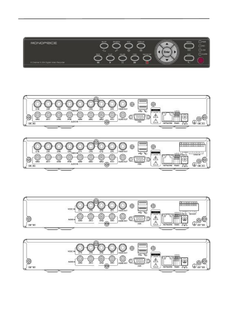 5 product appearance and interface definition | Monoprice 9888 4-channel Security System Bundle User Manual | Page 7 / 46