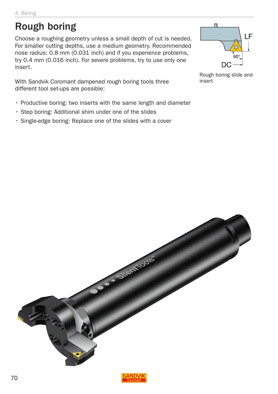 Rough boring | Sandvik Coromant Silent tools - application guide User Manual | Page 72 / 100