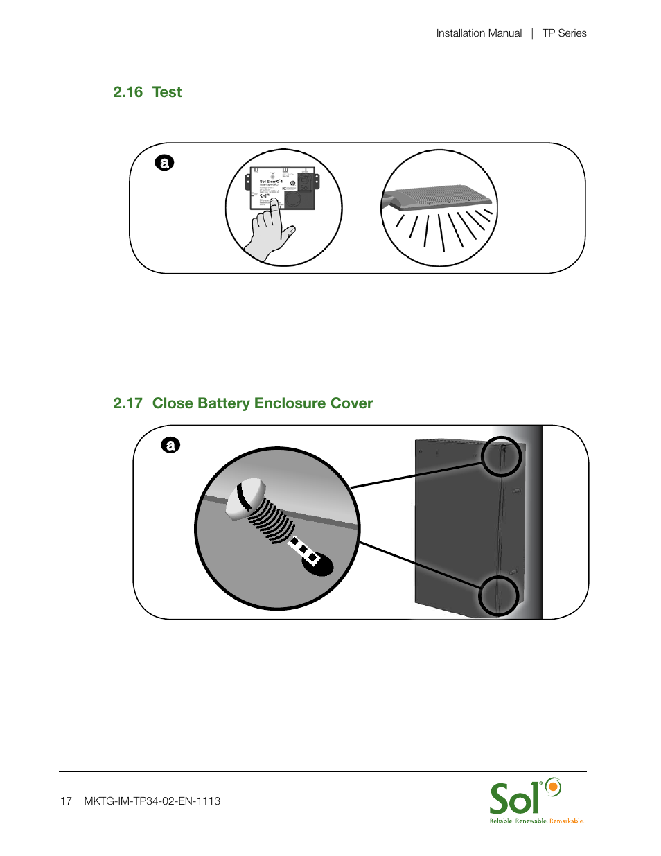 Sol TP Series Triple or Quad PV User Manual | Page 17 / 20