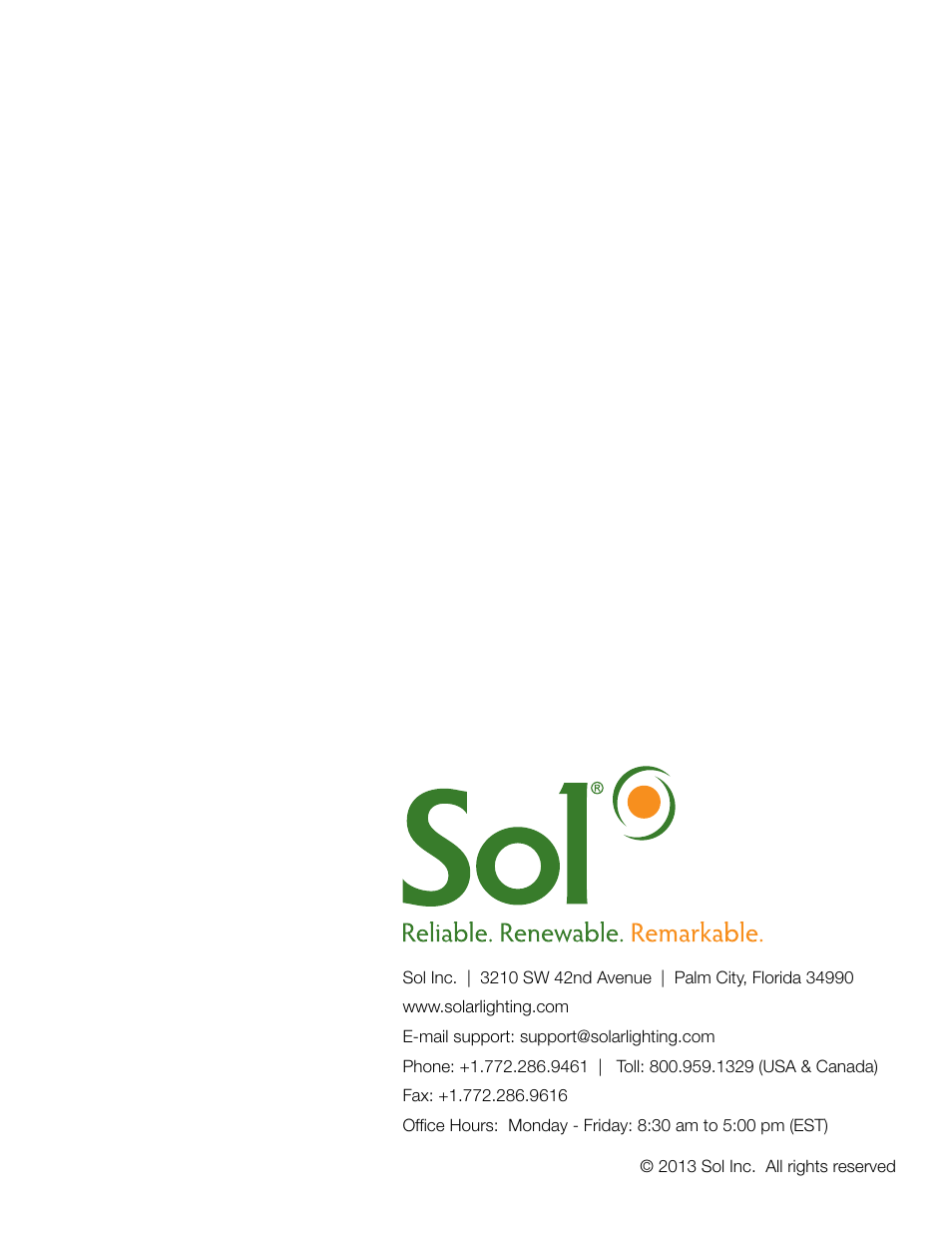 Sol TP Series Triple or Quad PV User Manual | Page 20 / 20