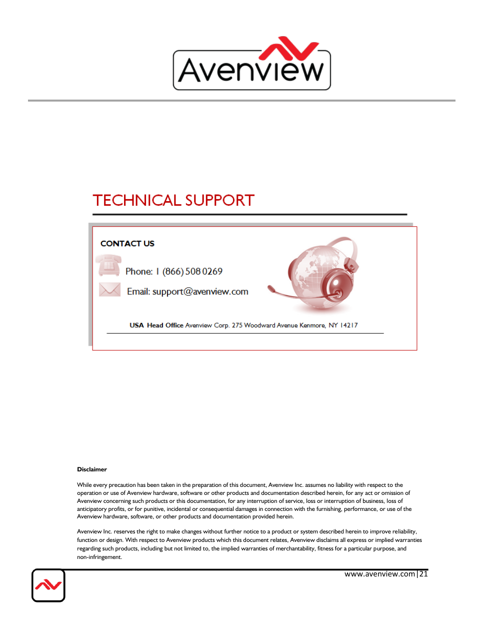 Avenview DVI-VIDEOWALL-9X User Manual | Page 21 / 21