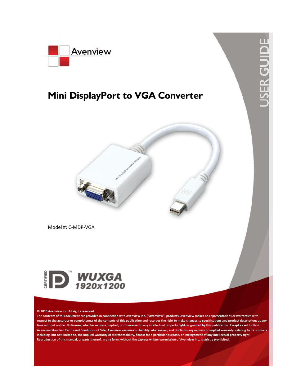 Avenview C-MDP-VGA User Manual | 7 pages