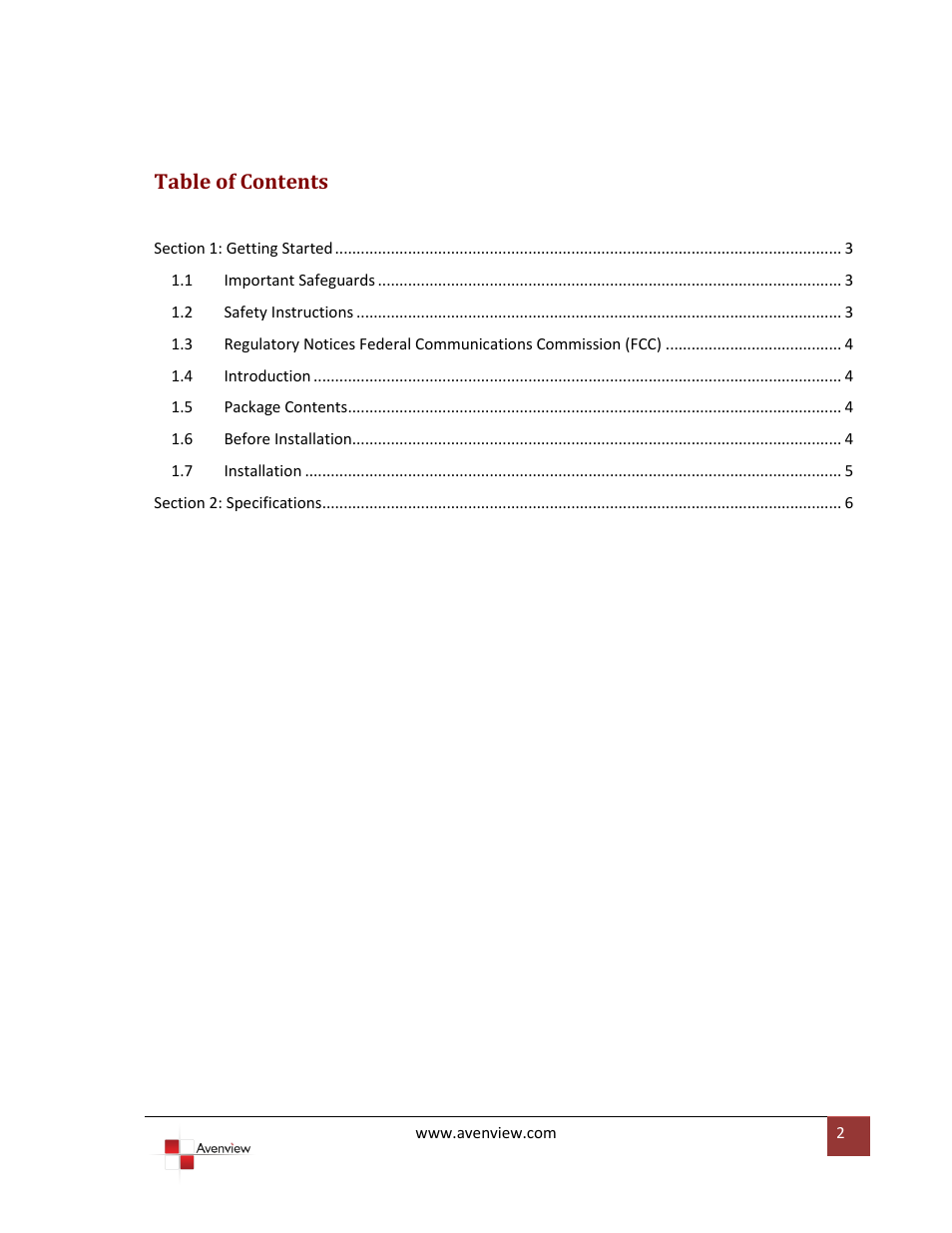 Avenview C-MDP-VGA User Manual | Page 2 / 7