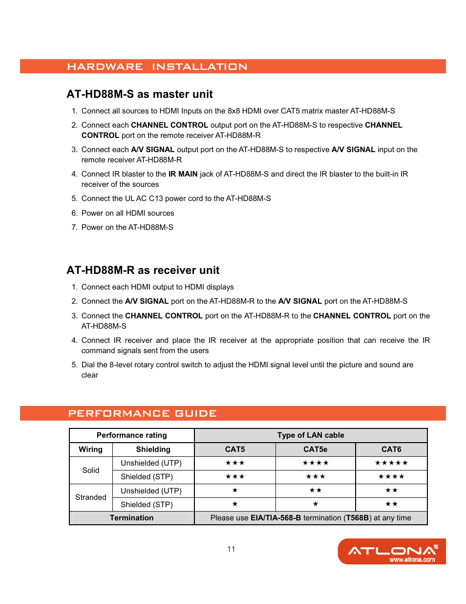 At-hd88m-s as master unit, At-hd88m-r as receiver unit | Atlona AT-HD88M-SR User Manual | Page 13 / 24