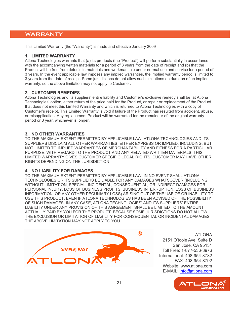 Atlona AT-HD88M-SR User Manual | Page 23 / 24
