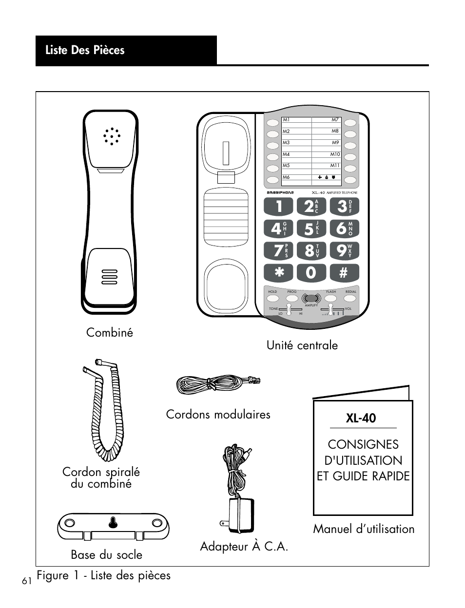 Liste des pièces | Ameriphone XL-40 User Manual | Page 67 / 88