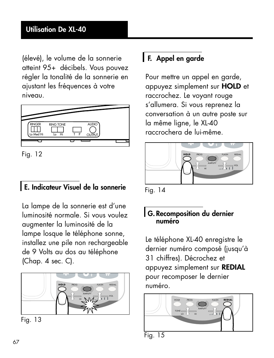 Fig. 12, Fig. 13, Fig. 14 | Fig. 15 | Ameriphone XL-40 User Manual | Page 73 / 88