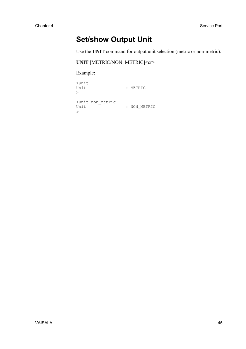 Set/show output unit | Vaisala HMT120 User Manual | Page 47 / 87