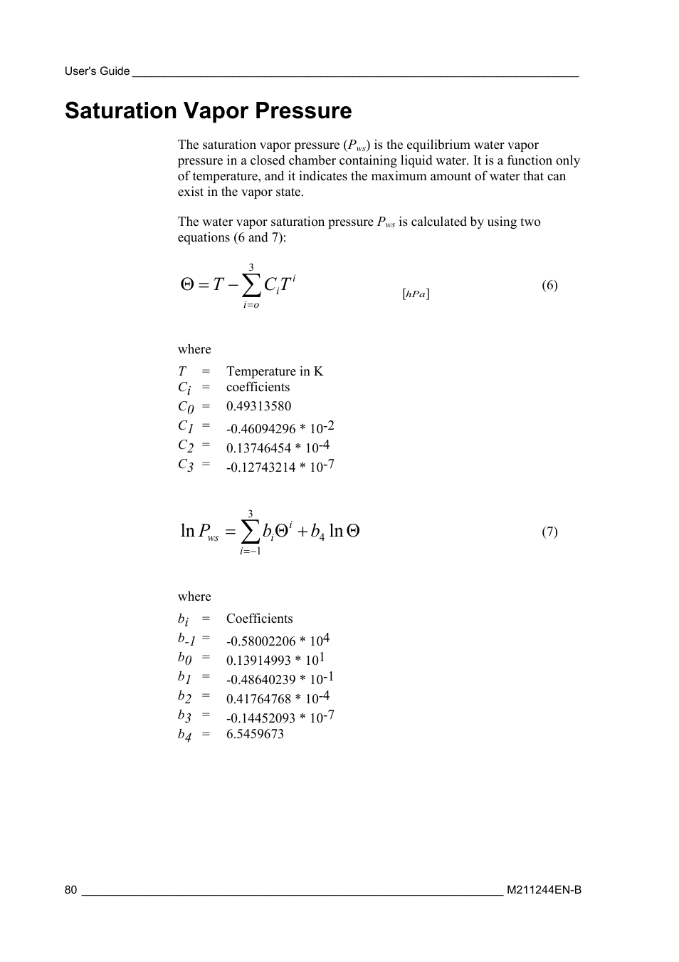 Saturation vapor pressure, Tc t, Θ+ θ | Vaisala HMT120 User Manual | Page 82 / 87