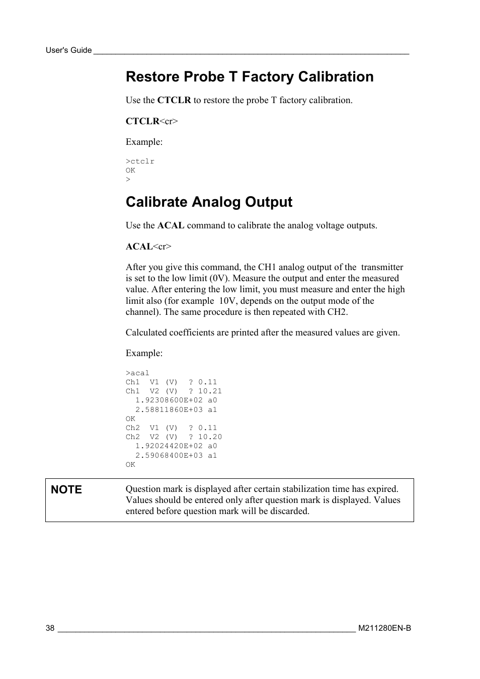 Restore probe t factory calibration, Calibrate analog output | Vaisala HMT130 User Manual | Page 40 / 95