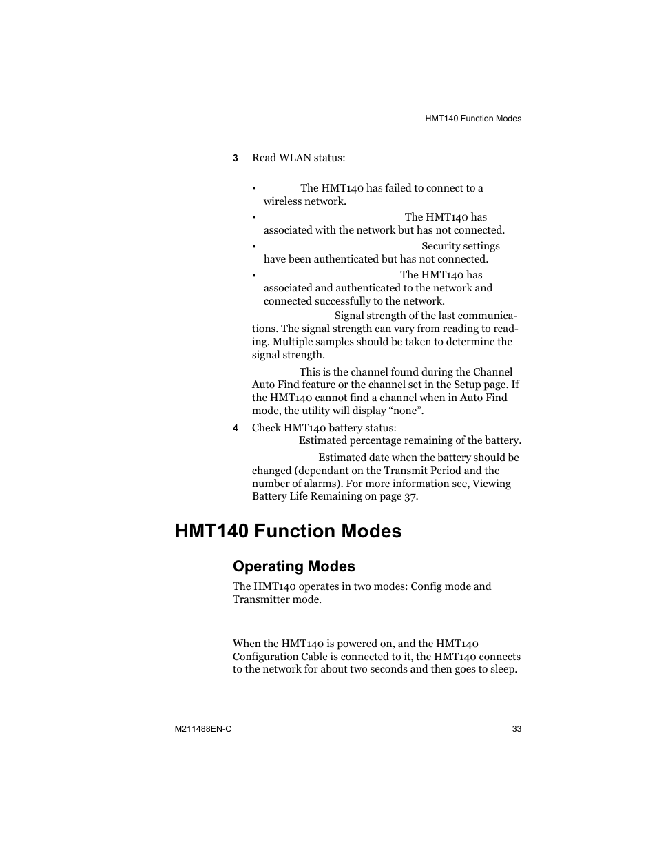 Hmt140 function modes, Operating modes, Config mode | Vaisala HMT140 User Manual | Page 41 / 76