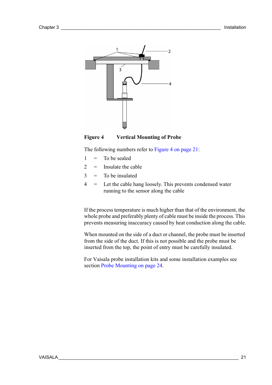 Figure 4, Vertical mounting of probe | Vaisala HMT360 User Manual | Page 23 / 97