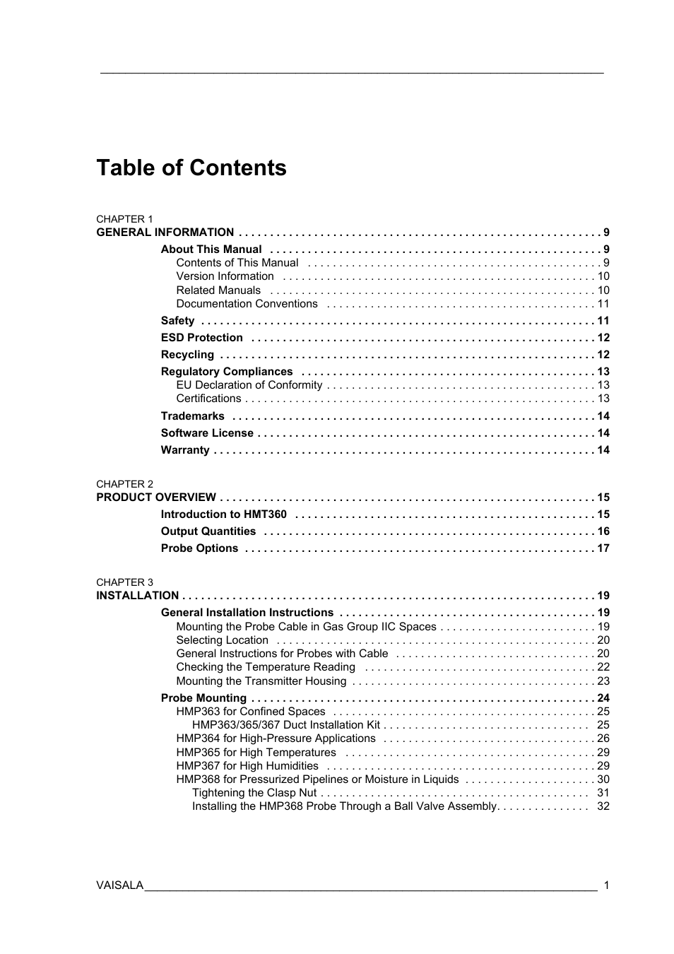 Vaisala HMT360 User Manual | Page 3 / 97