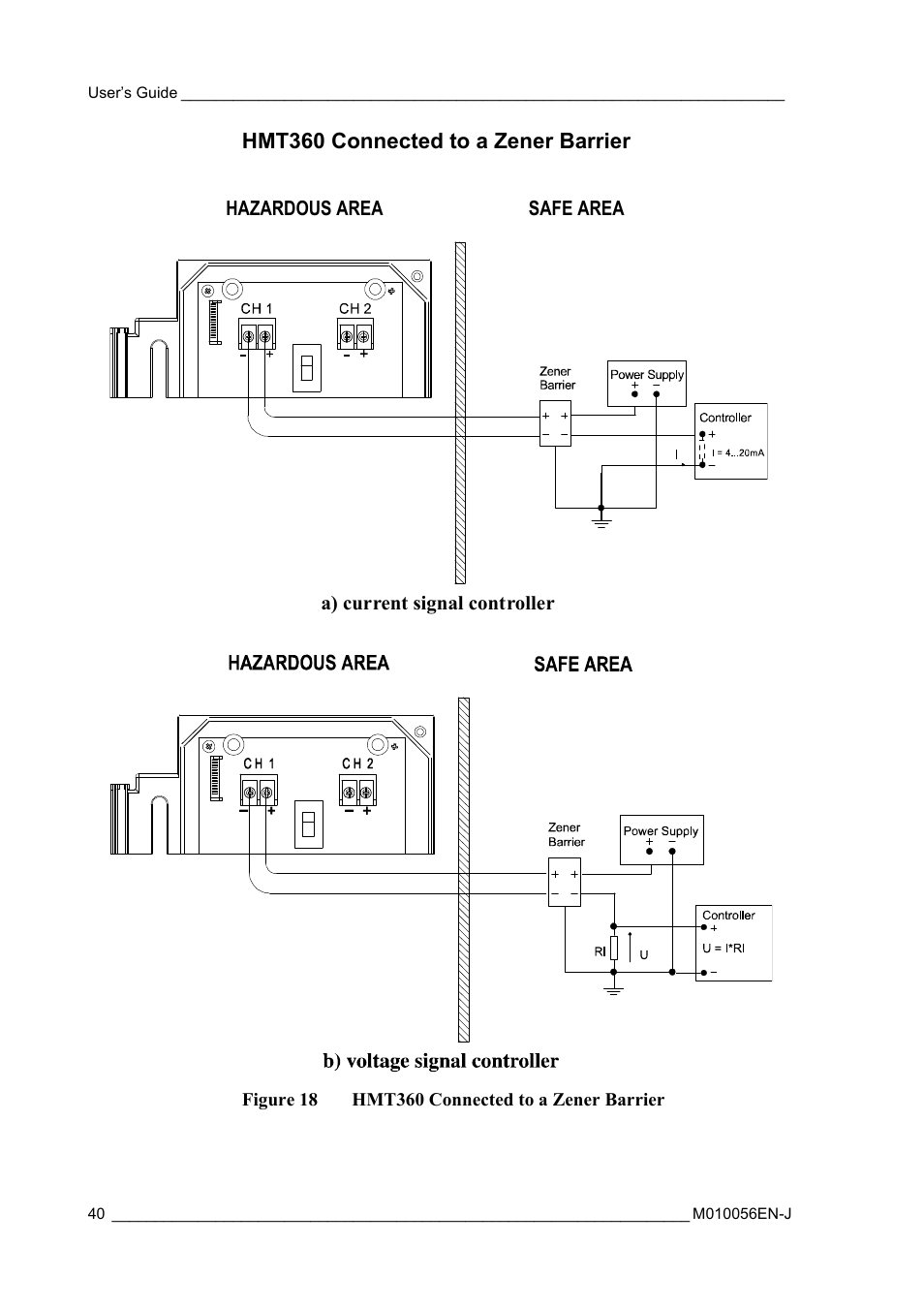 Hmt360 connected to a zener barrier, Figure 18 | Vaisala HMT360 User Manual | Page 42 / 97