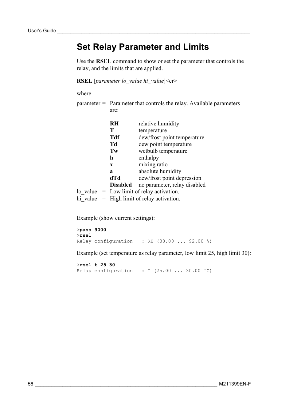Set relay parameter and limits | Vaisala HMW90 User Manual | Page 58 / 110