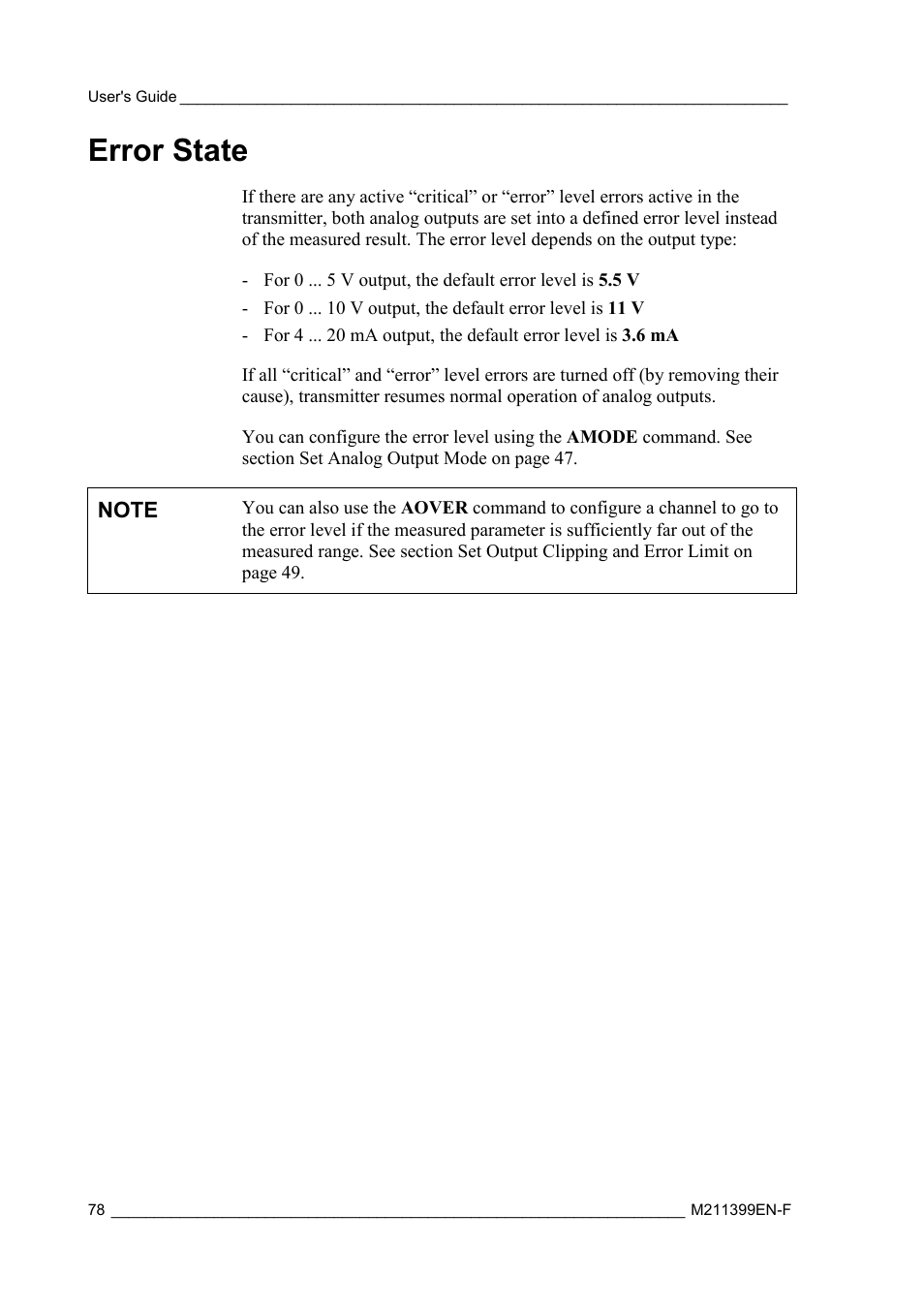 Error state | Vaisala HMW90 User Manual | Page 80 / 110
