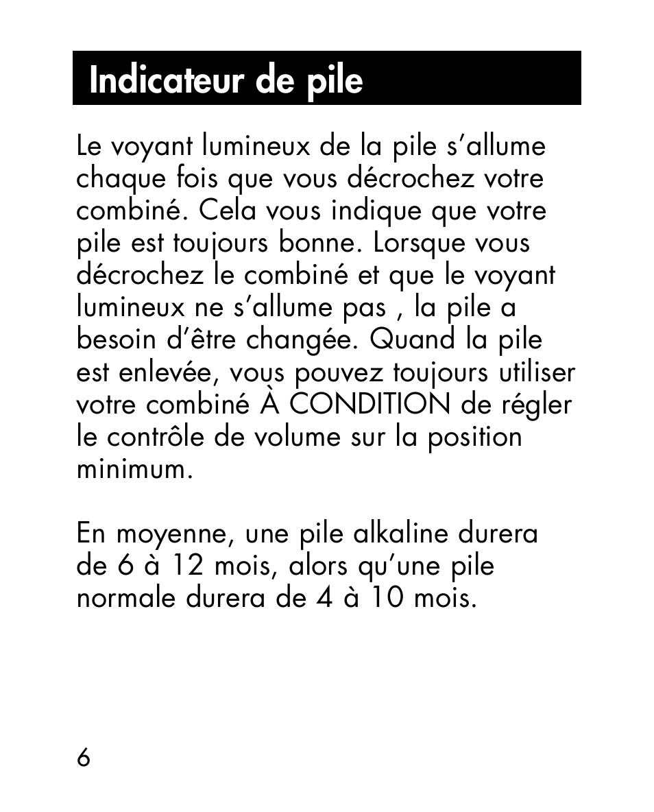 Indicateur de pile | Ameriphone HA30 User Manual | Page 46 / 50