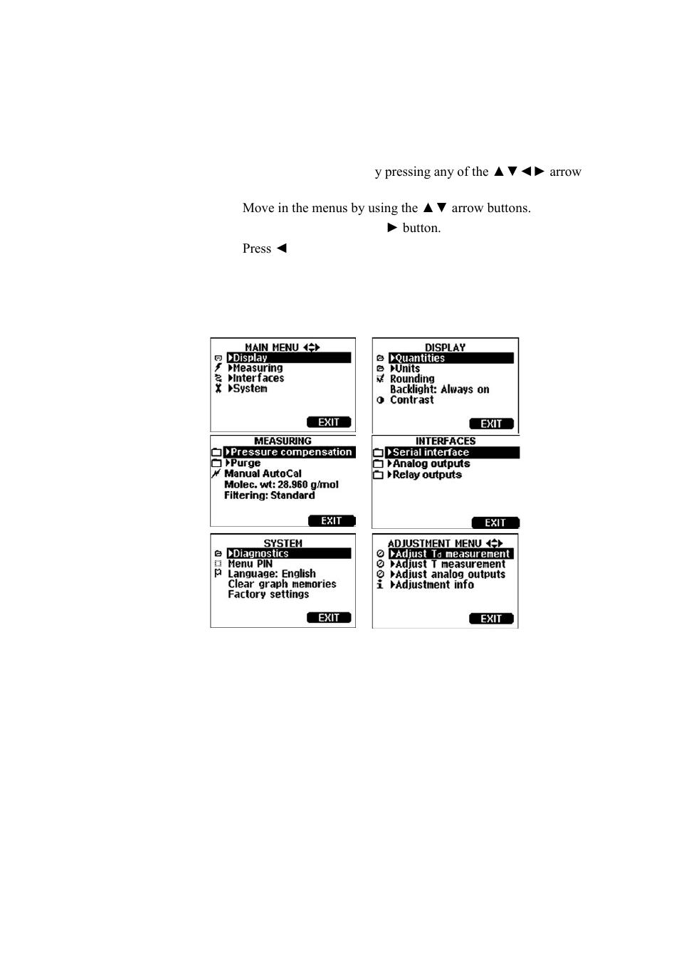 Menus and navigation | Vaisala DMT346 User Manual | Page 67 / 185