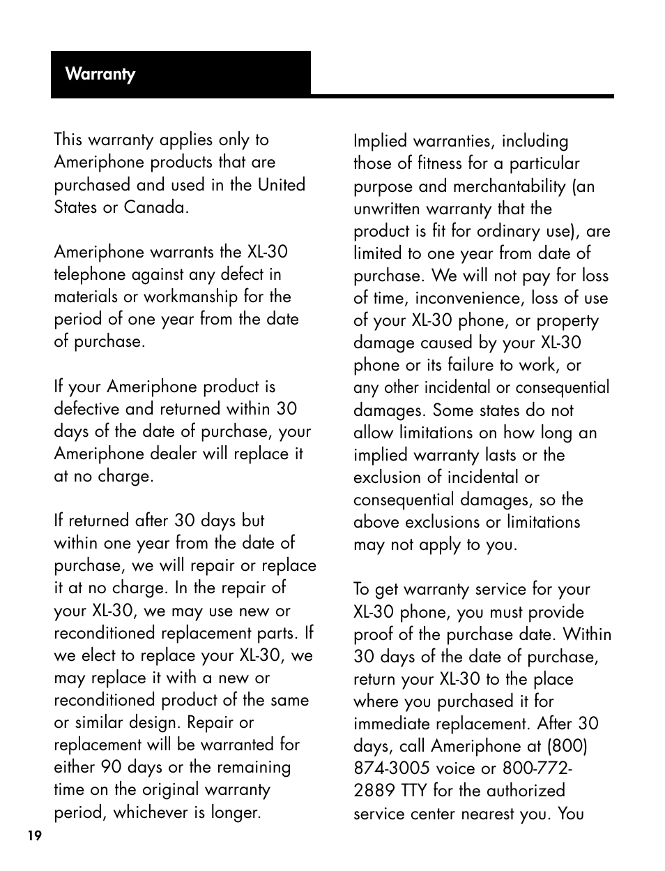 Ameriphone DIALOGUE XL 30 User Manual | Page 25 / 28