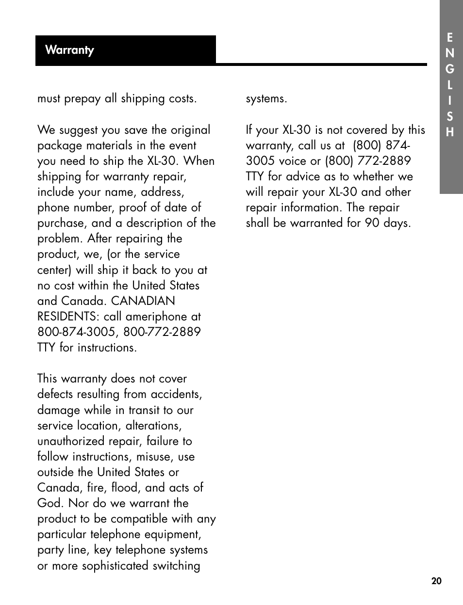 Ameriphone DIALOGUE XL 30 User Manual | Page 26 / 28