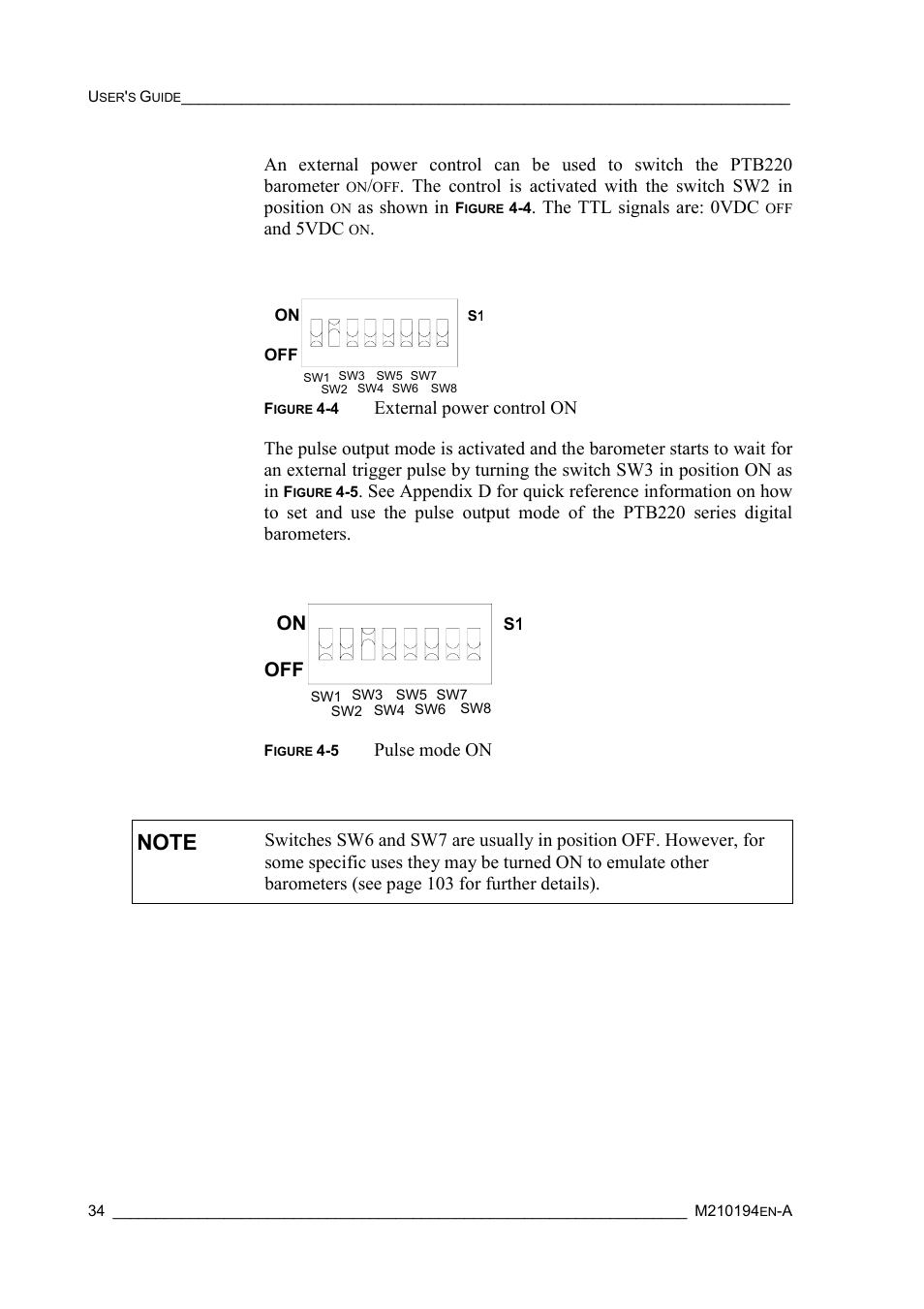 On off, As shown in, The ttl signals are: 0vdc | And 5vdc, Pulse mode on | Vaisala PTB220 User Manual | Page 40 / 113