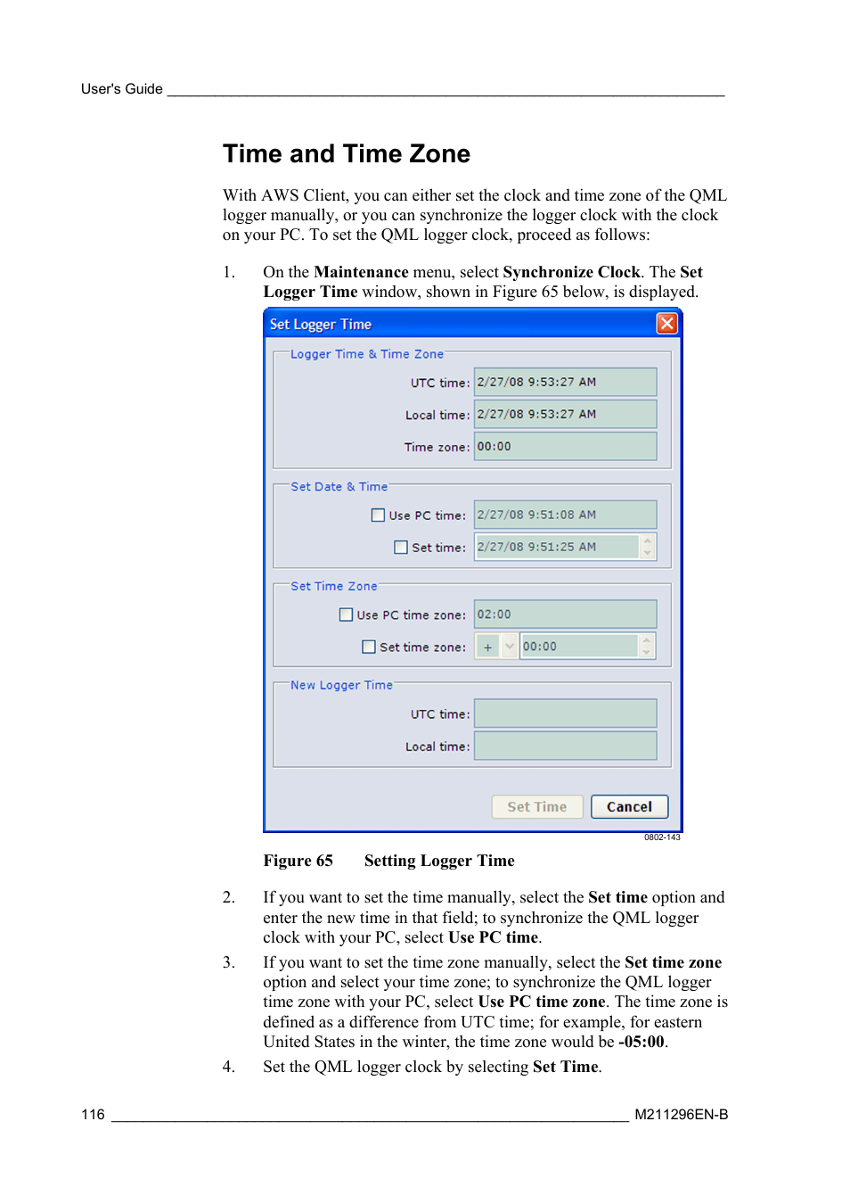 Time and time zone | Vaisala AWS330 User Manual | Page 118 / 296