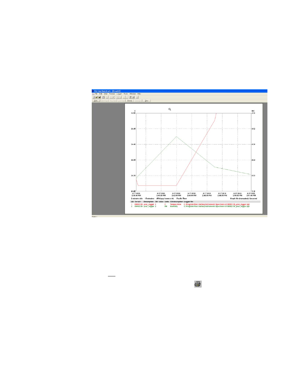 Print preview, Printing graphs, Print preview printing graphs | Vaisala Spectrum 4.0 User Manual | Page 65 / 82