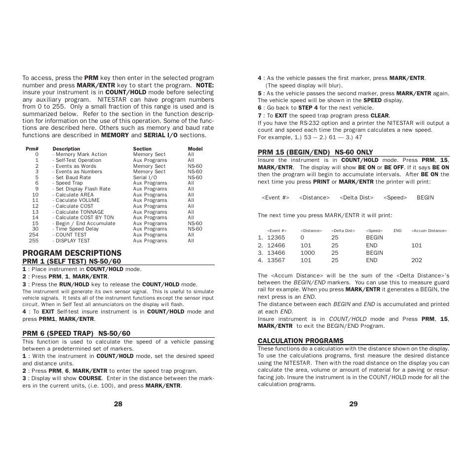 Program descriptions | Vaisala TCI101 NiteStar User Manual | Page 16 / 26