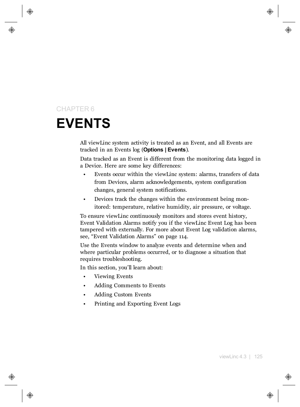 Events, Chapter 6 | Vaisala viewLinc 4.3 User Manual | Page 133 / 206