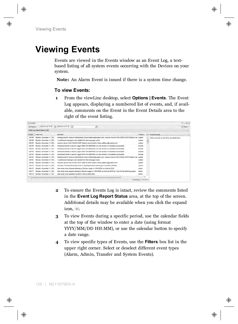 Viewing events | Vaisala viewLinc 4.3 User Manual | Page 134 / 206