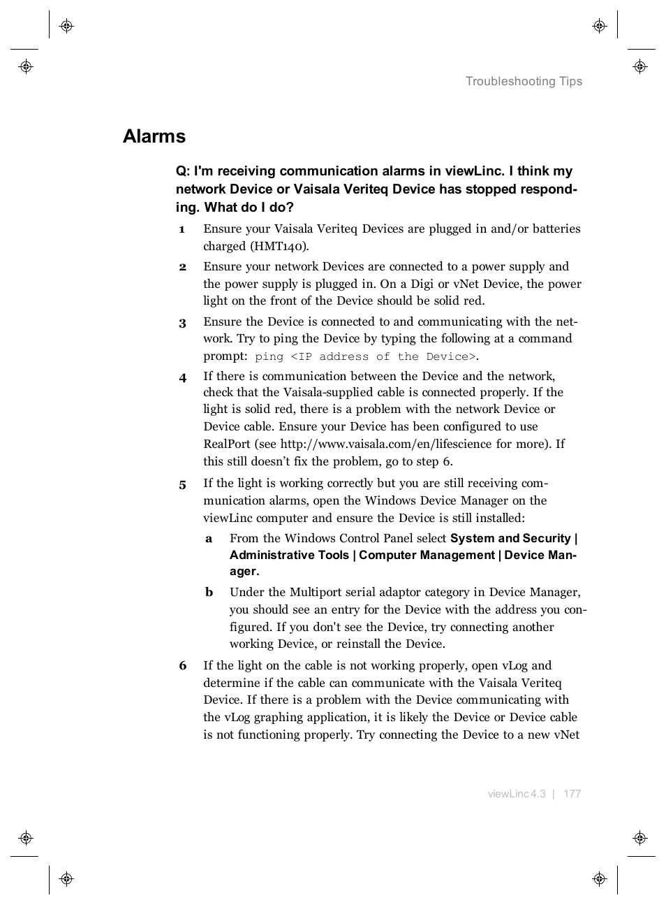Alarms, Eshooti, Of upcoming | Vaisala viewLinc 4.3 User Manual | Page 185 / 206
