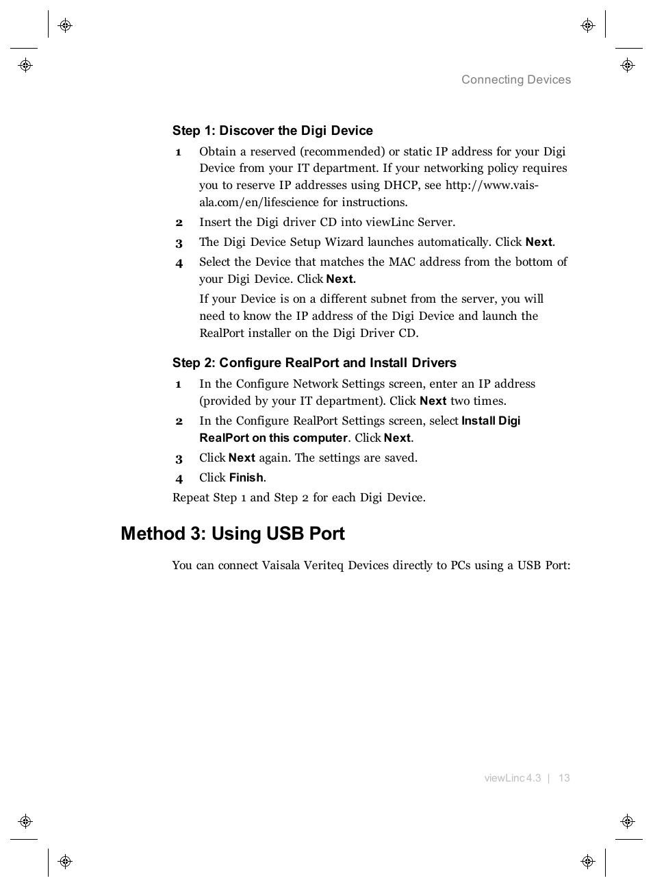 Method 3: using usb port | Vaisala viewLinc 4.3 User Manual | Page 21 / 206