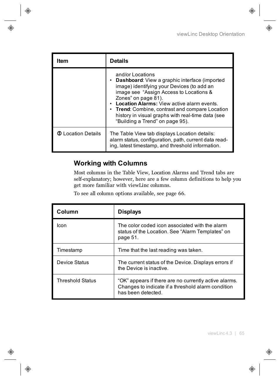 Working with columns | Vaisala viewLinc 4.3 User Manual | Page 73 / 206