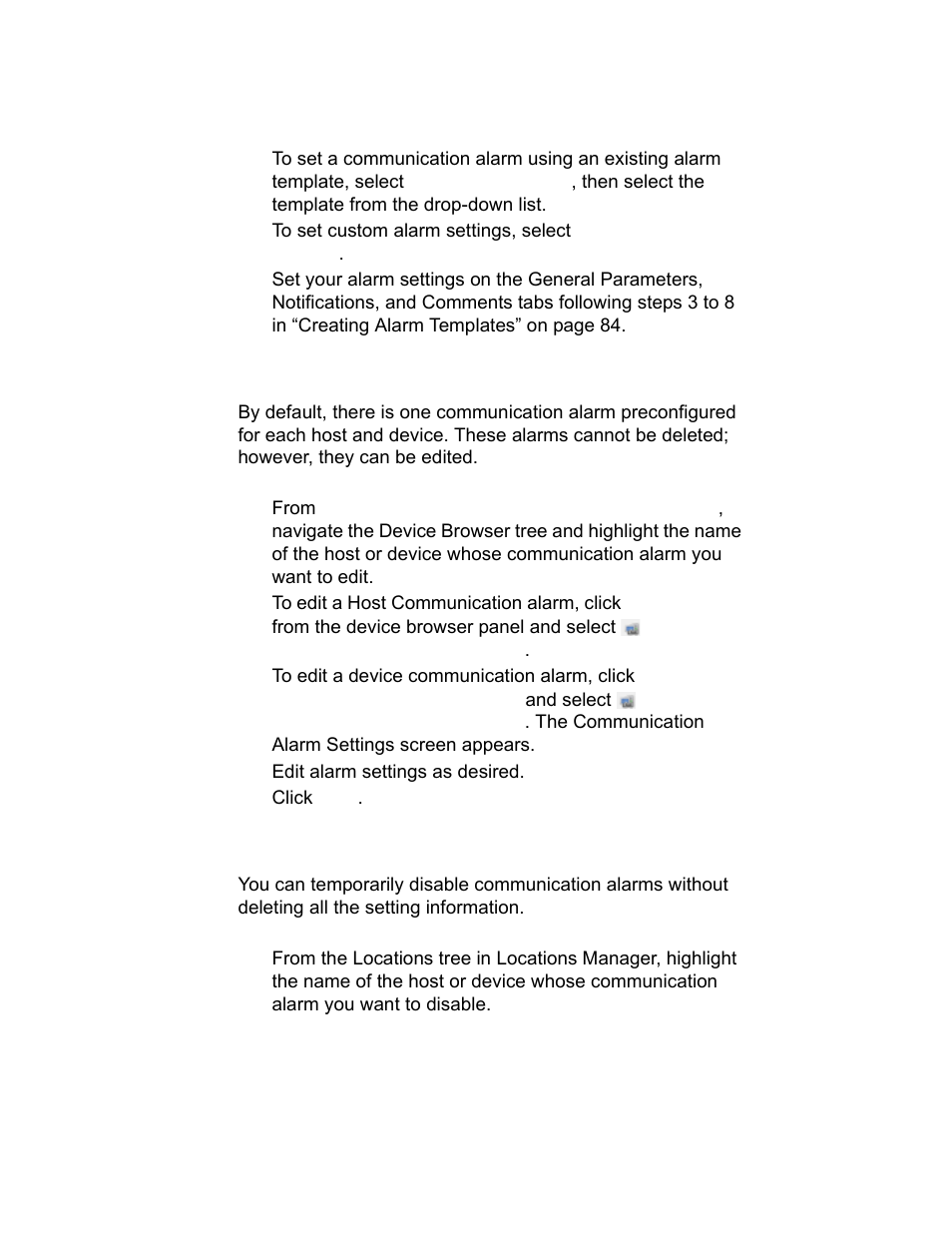 Editing communication alarms, Disabling communication alarms | Vaisala viewLinc-4.1-M211518 User Manual | Page 106 / 175