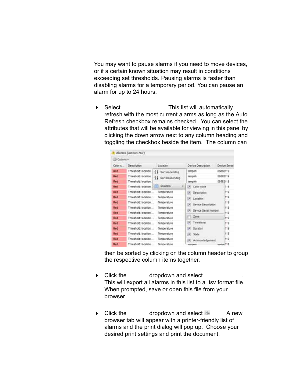 Pausing alarms 101, Pausing alarms | Vaisala viewLinc-4.1-M211518 User Manual | Page 111 / 175